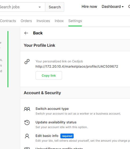 Control your user account